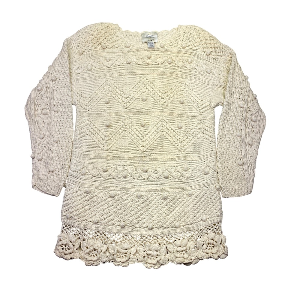 VTG EXPRESS C.IE Internationale Women Hand Knitted Crochet Sweater Textured M‎